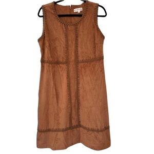 Nanette Lepore Faux Suede Whip Stitch Sleeveless Shift Dress Size 12 Womens